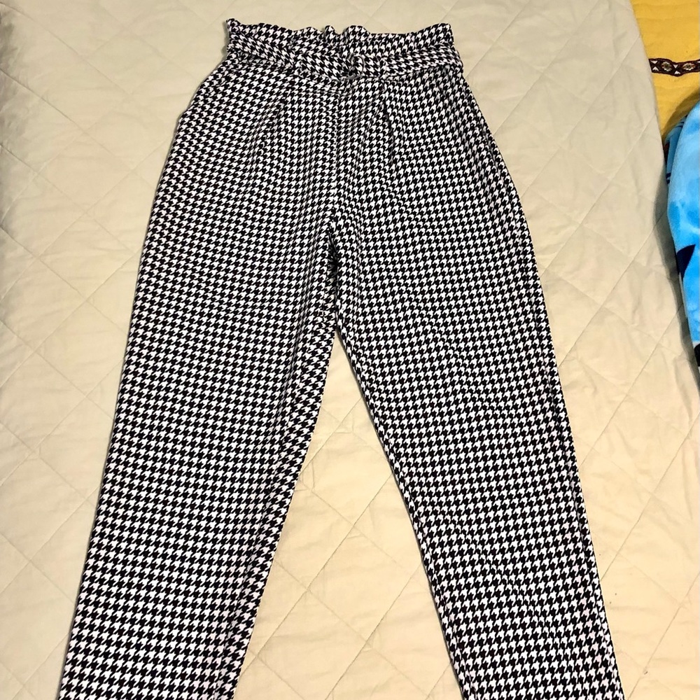 NOBO No Boundaries Black White Check Pants Women's Large Juniors 11-13 Stretch